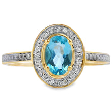 Load image into Gallery viewer, .49ct Blue Topaz Diamond Ring 10KT Yellow Gold