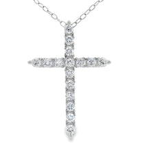 Load image into Gallery viewer, Genuine .65ct Cross Religious Pendant Sterling Silver