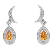 Load image into Gallery viewer, .48ct Citrine Diamond Dangle Earrings 10KT White Gold