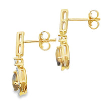 Load image into Gallery viewer, .84ct Quartz Diamond Dangle Earrings 10KT Yellow Gold