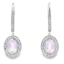 Load image into Gallery viewer, Rose Quartz Diamond Dangle Earrings 10KT White Gold