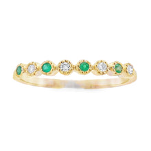 Load image into Gallery viewer, Emerald Diamond stackable band set 14KT Yellow Gold