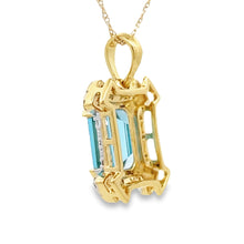 Load image into Gallery viewer, Blue Topaz Diamond Fashion Pendants 10KT Yellow Gold