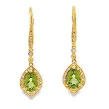 Load image into Gallery viewer, 1.88ct Peridot Diamond Dangle Earrings 10KT Yellow Gold