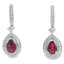 Load image into Gallery viewer, 1.06ct Garnet Diamond Dangle Earrings 10KT White Gold