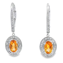Load image into Gallery viewer, 1.04ct Citrine Diamond Dangle Earrings 10KT White Gold