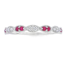 Load image into Gallery viewer, .25ct Ruby Diamond stackable band set 14KT White Gold