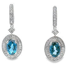 Load image into Gallery viewer, London Blue Topaz Dangle Earrings 10KT White Gold