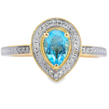 Load image into Gallery viewer, .54ct Blue Topaz Diamond Ring 10KT Yellow Gold