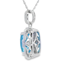 Load image into Gallery viewer, Blue Topaz Diamond Fashion Pendants 10KT White Gold