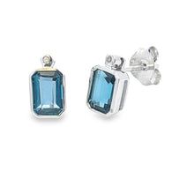 Load image into Gallery viewer, London Blue Topaz Diamond Stud Earrings 10KT White Gold
