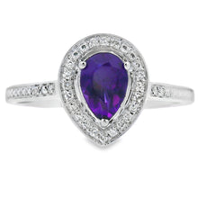 Load image into Gallery viewer, .42ct Amethyst Diamond Ring 10KT White Gold