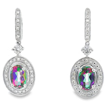 Load image into Gallery viewer, Mystic Fire Topaz Dangle Earrings 10KT White Gold