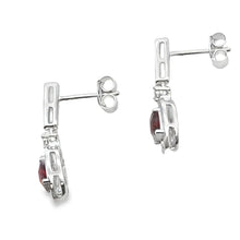 Load image into Gallery viewer, 1.20ct Garnet Diamond Dangle Earrings 10KT White Gold