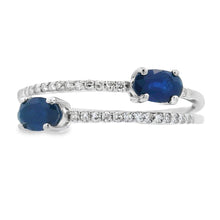 Load image into Gallery viewer, .75ct Sapphire Diamond Ring 14KT White Gold