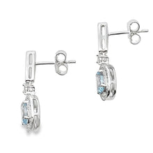 Load image into Gallery viewer, Aquamarine Diamond Dangle Earrings 10KT White Gold