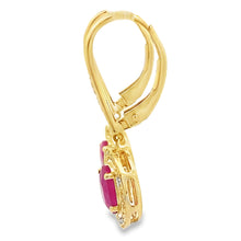 Load image into Gallery viewer, 1.28ct Ruby Diamond Dangle Earrings 10KT Yellow Gold