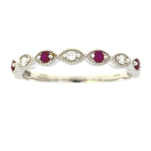Load image into Gallery viewer, .15ct Ruby Diamond Wedding Band Ring 14KT White Gold