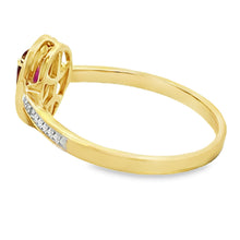 Load image into Gallery viewer, .56ct Garnet Diamond Ring 10KT Yellow Gold