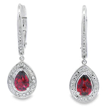 Load image into Gallery viewer, 1.05ct Garnet Diamond Dangle Earrings 10KT White Gold