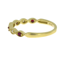 Load image into Gallery viewer, .15ct Ruby Diamond Wedding Band Ring 14KT Yellow Gold