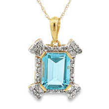 Load image into Gallery viewer, Blue Topaz Diamond Fashion Pendants 10KT Yellow Gold