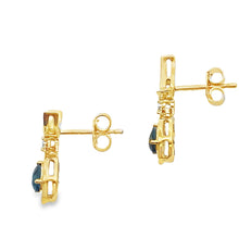 Load image into Gallery viewer, London Blue Topaz Dangle Earrings 10KT Yellow Gold