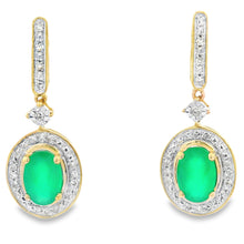 Load image into Gallery viewer, Chalcedony Diamond Dangle Earrings 10KT Yellow Gold