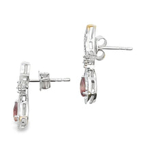 Load image into Gallery viewer, .62ct Garnet Diamond Dangle Earrings 10KT White Gold