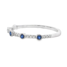Load image into Gallery viewer, Sapphire Diamond stackable band set 14KT White Gold
