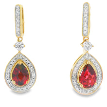 Load image into Gallery viewer, 1.06ct Garnet Diamond Dangle Earrings 10KT Yellow Gold