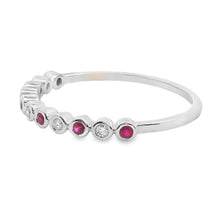 Load image into Gallery viewer, .13ct Ruby Diamond stackable band set 14KT White Gold