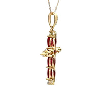 Load image into Gallery viewer, Ruby Diamond Cross Religious Pendant 10KT Yellow Gold
