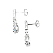 Load image into Gallery viewer, Aquamarine Diamond Dangle Earrings 10KT White Gold