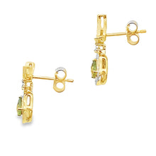 Load image into Gallery viewer, .52ct Peridot Diamond Dangle Earrings 10KT Yellow Gold