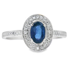 Load image into Gallery viewer, .67ct Sapphire Diamond Ring 10KT White Gold