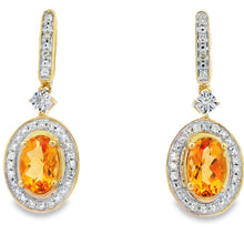 Load image into Gallery viewer, 1.06ct Citrine Diamond Dangle Earrings 10KT Yellow Gold