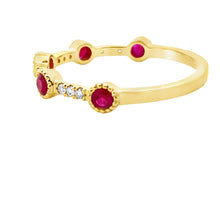 Load image into Gallery viewer, .46ct Ruby Diamond stackable band set 14KT Yellow Gold