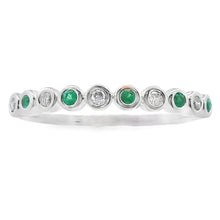 Load image into Gallery viewer, Emerald Diamond stackable band set 14KT White Gold
