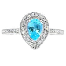 Load image into Gallery viewer, .54ct Blue Topaz Diamond Ring 10KT White Gold