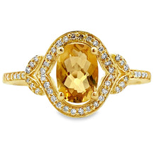 Load image into Gallery viewer, Natural .58ct Citrine Diamond Ring 14KT Yellow Gold