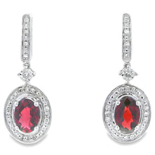 Load image into Gallery viewer, 1.20ct Garnet Diamond Dangle Earrings 10KT White Gold