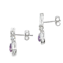 Load image into Gallery viewer, .48ct Amethyst Diamond Dangle Earrings 10KT White Gold