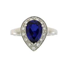 Load image into Gallery viewer, Created Sapphire Moissanite Ring Sterling Silver