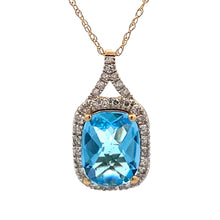 Load image into Gallery viewer, Blue Topaz Diamond Fashion Pendants 14KT Yellow Gold
