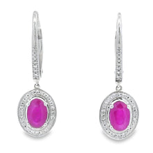 Load image into Gallery viewer, 1.28ct Ruby Diamond Dangle Earrings 10KT White Gold