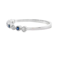 Load image into Gallery viewer, Sapphire Diamond stackable band set 14KT White Gold