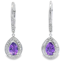 Load image into Gallery viewer, .88ct Amethyst Diamond Dangle Earrings 10KT White Gold