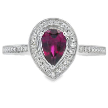 Load image into Gallery viewer, .56ct Garnet Diamond Ring 10KT White Gold