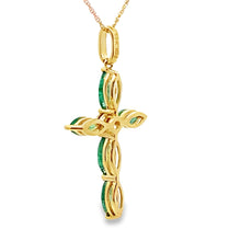 Load image into Gallery viewer, 1.11ct Emerald Cross Religious Pendant 10KT Yellow Gold